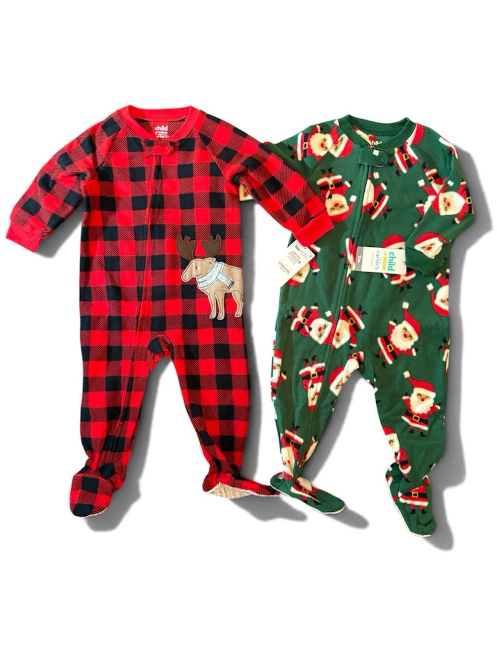 Bundle lot of unisex Carters Christmas zip up one piece sleeper footies